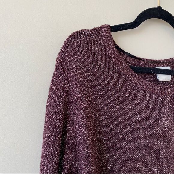 JuneRose Metallic Plum Side Zipper Tunic Sweater - Picture 10 of 12